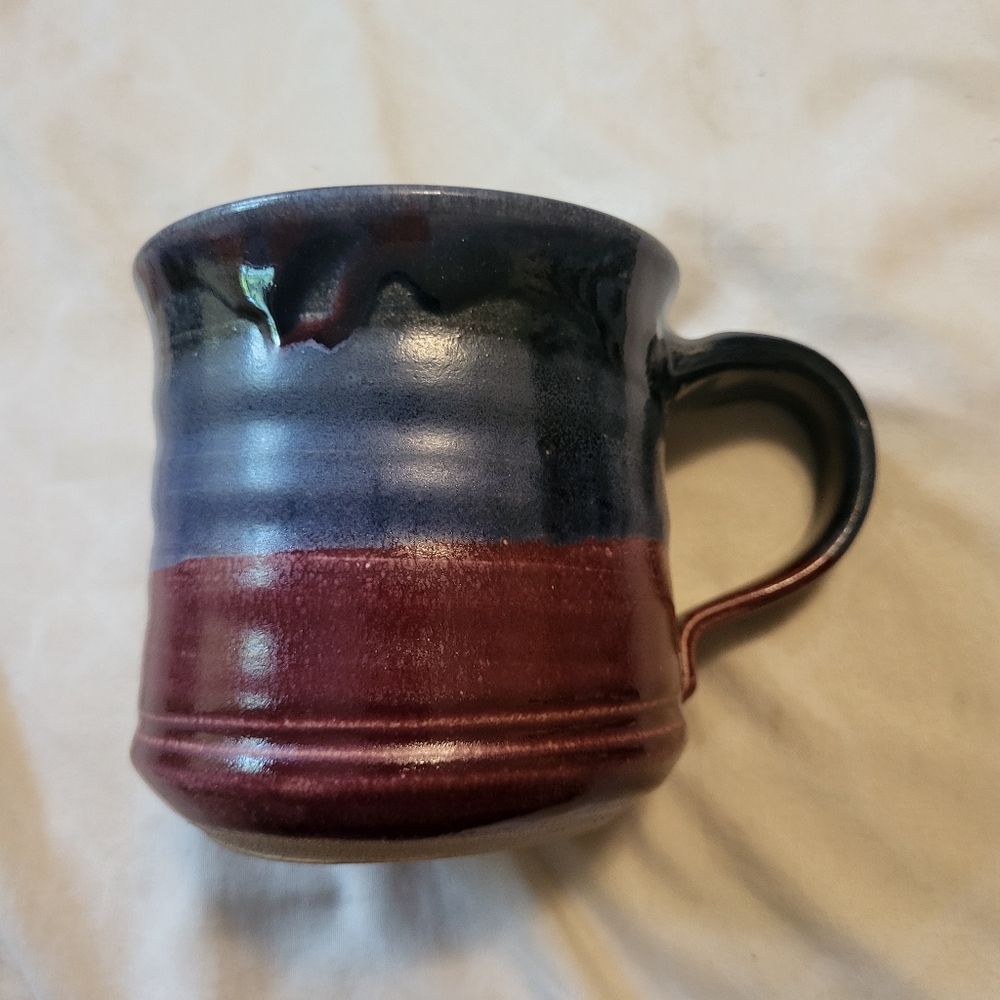 Handmade Raspberry Ripple Art Pottery Mug